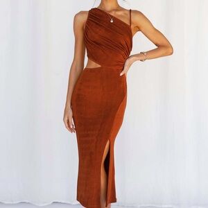 Block it Out Midi Dress in Rust